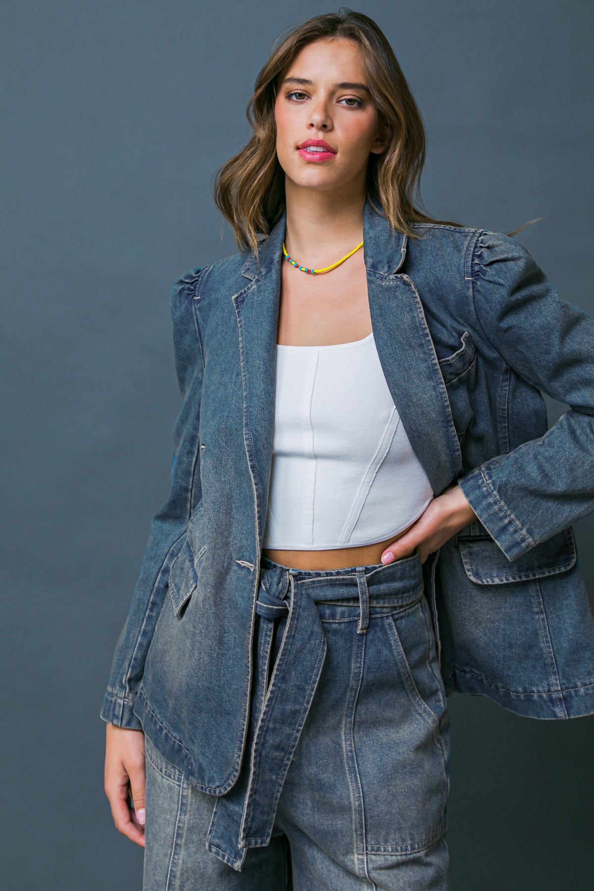 GIVE IT YOUR ALL DENIM BLAZER - By Baano