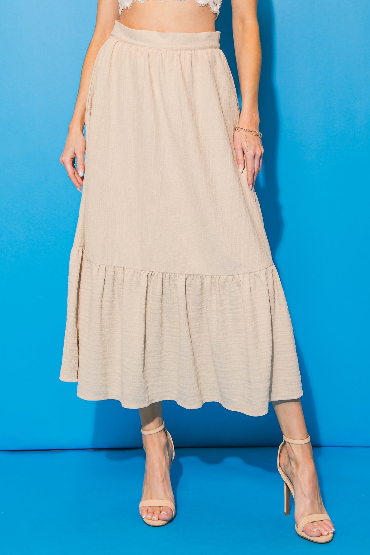 LOVELY MOOD WOVEN MIDI SKIRT - By Baano