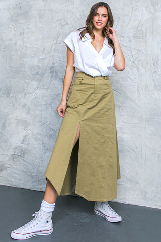 COMPLETE CRUSH TWILL MIDI SKIRT - By Baano