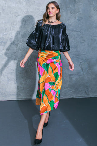 GRACEFUL IMPRESSION WOVEN MIDI SKIRT - By Baano