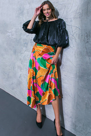 GRACEFUL IMPRESSION WOVEN MIDI SKIRT - By Baano