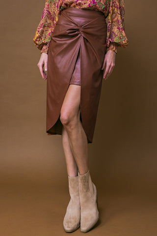 CHOOSE US LEATHER MIDI SKIRT - By Baano