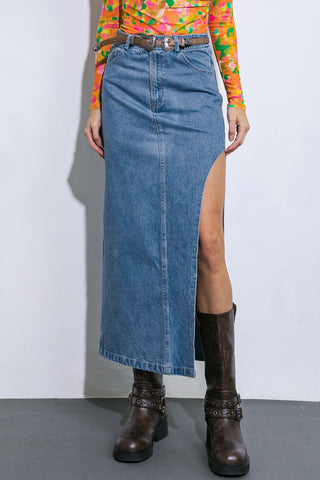 KEEP SHINING DENIM MIDI SKIRT - By Baano