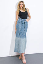 THE GRASS IS GREENER DENIM MIDI SKIRT - By Baano