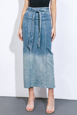 THE GRASS IS GREENER DENIM MIDI SKIRT - By Baano