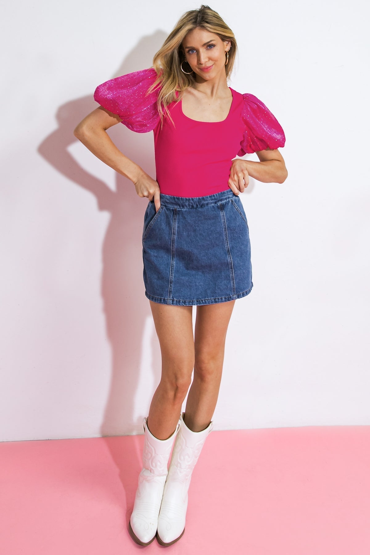MOMENTS IN LOVE DENIM SKORT - By Baano