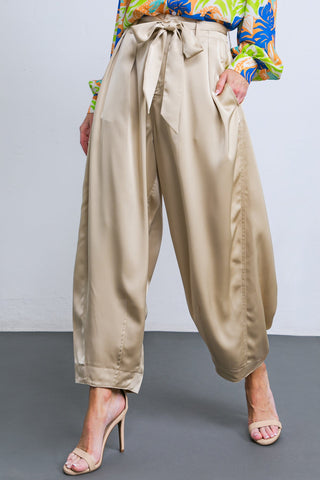 POWERFUL CHARM WOVEN SATIN PANTS - By Baano