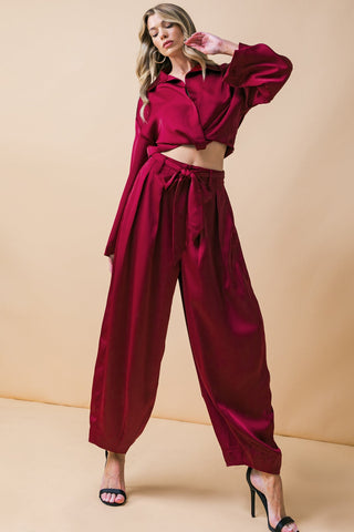 POWERFUL CHARM WOVEN SATIN PANTS - By Baano