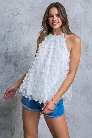 UPDATED CHIC MESH APPLIQUE TOP - By Baano