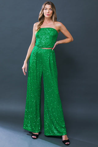 CHARMING COMPOSURE SEQUIN TOP AND BOTTOM SET - By Baano