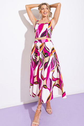 COCKTAIL CLUB WOVEN TWILL TOP AND SKIRT - By Baano