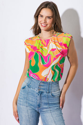 SEND A POSTCARD WOVEN TOP - By Baano