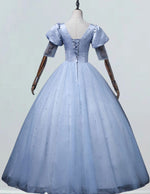 Blue square pleated ball gown prom dress pearl long ball gowns for prom women evening party dress