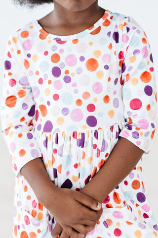 SALE Watercolor Pebbles 3/4 Sleeve Pocket Twirl Dress - By Baano