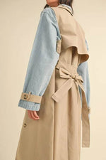 MABLE Layered Look Trench Coat With Denim Jacket - By Baano