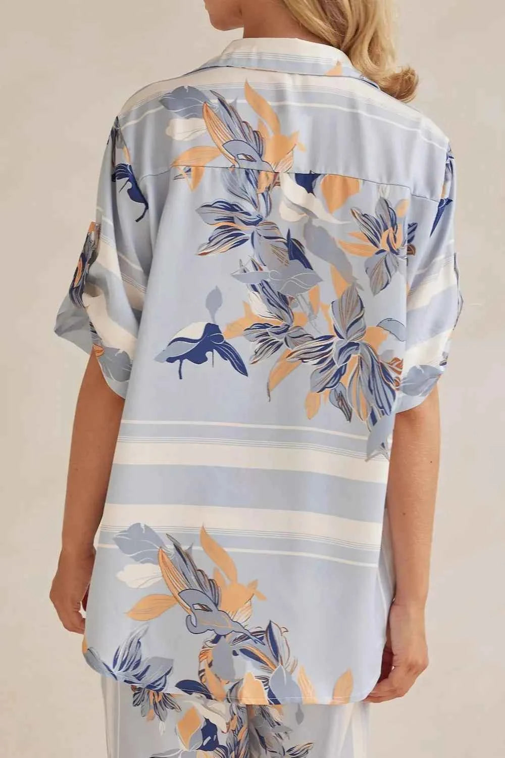 Printed Button Up Shirt and Pants Set - By Baano