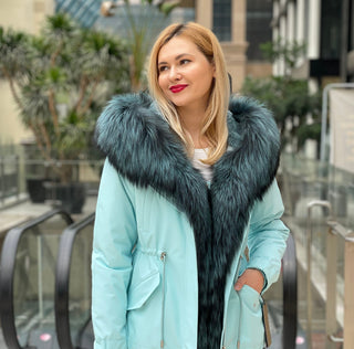 Genuine Silver Fox Fur Parka with Rabbit Fur Insulation - By Baano