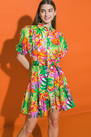 EVERYTHING TO ME FLORAL POPLIN MINI DRESS - By Baano