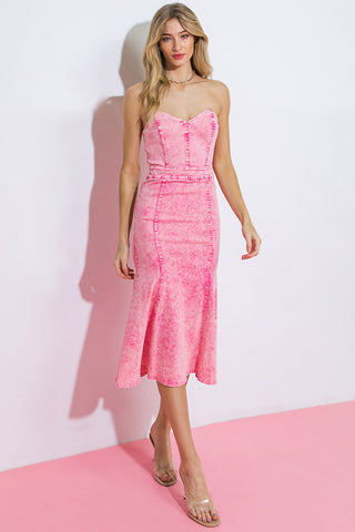 ALWAYS PLAYFUL DENIM MIDI DRESS - By Baano