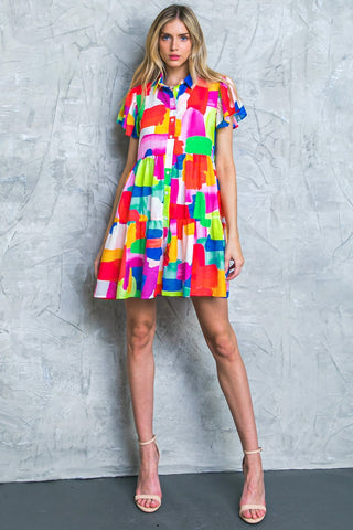 TEMPTING ME PRINT MINI DRESS - By Baano