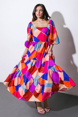 PULLING HEARTSTRINGS WOVEN MIDI DRESS - By Baano