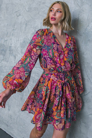 PICKING DAISIES PLUM WOVEN MINI DRESS - By Baano