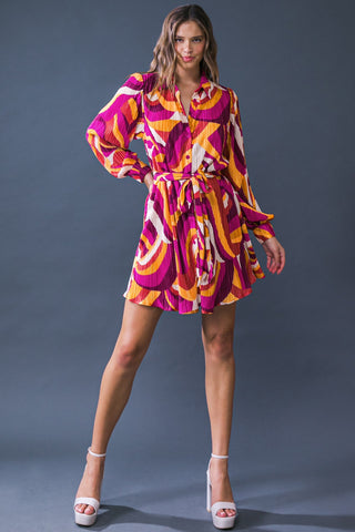GET ON BOARD WOVEN PLISSE MINI DRESS - By Baano