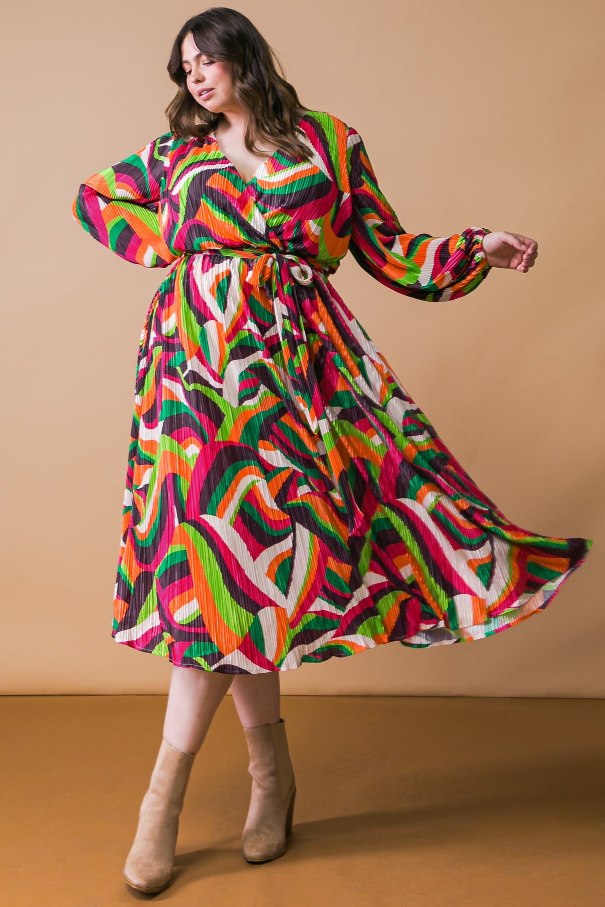 DESTINED TO IMPRESS PLISSE MIDI DRESS - By Baano