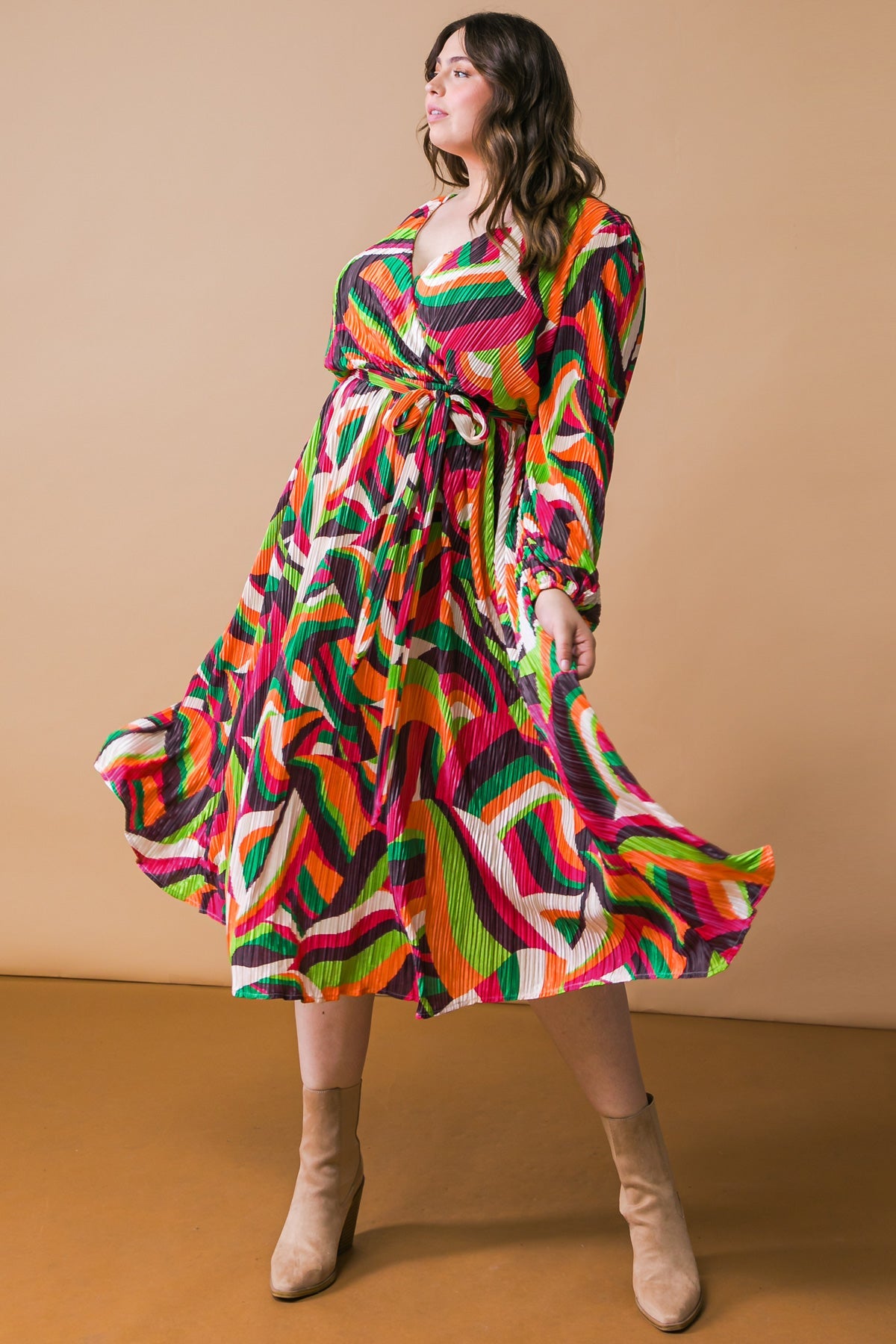 DESTINED TO IMPRESS PLISSE MIDI DRESS - By Baano