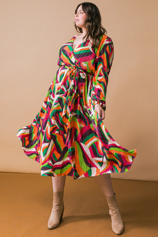 DESTINED TO IMPRESS PLISSE MIDI DRESS - By Baano