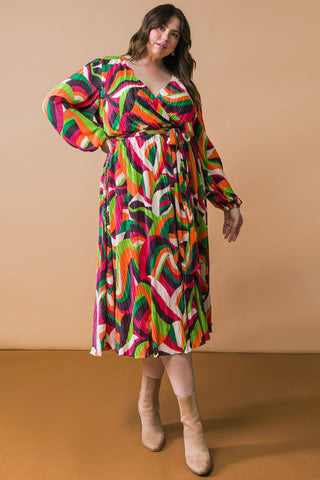 DESTINED TO IMPRESS PLISSE MIDI DRESS - By Baano