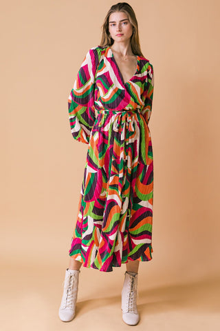 DESTINED TO IMPRESS PLISSE MIDI DRESS - By Baano