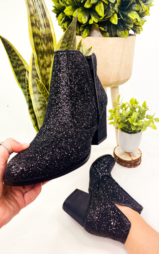 Fiera Glitter Booties in Black - By Baano