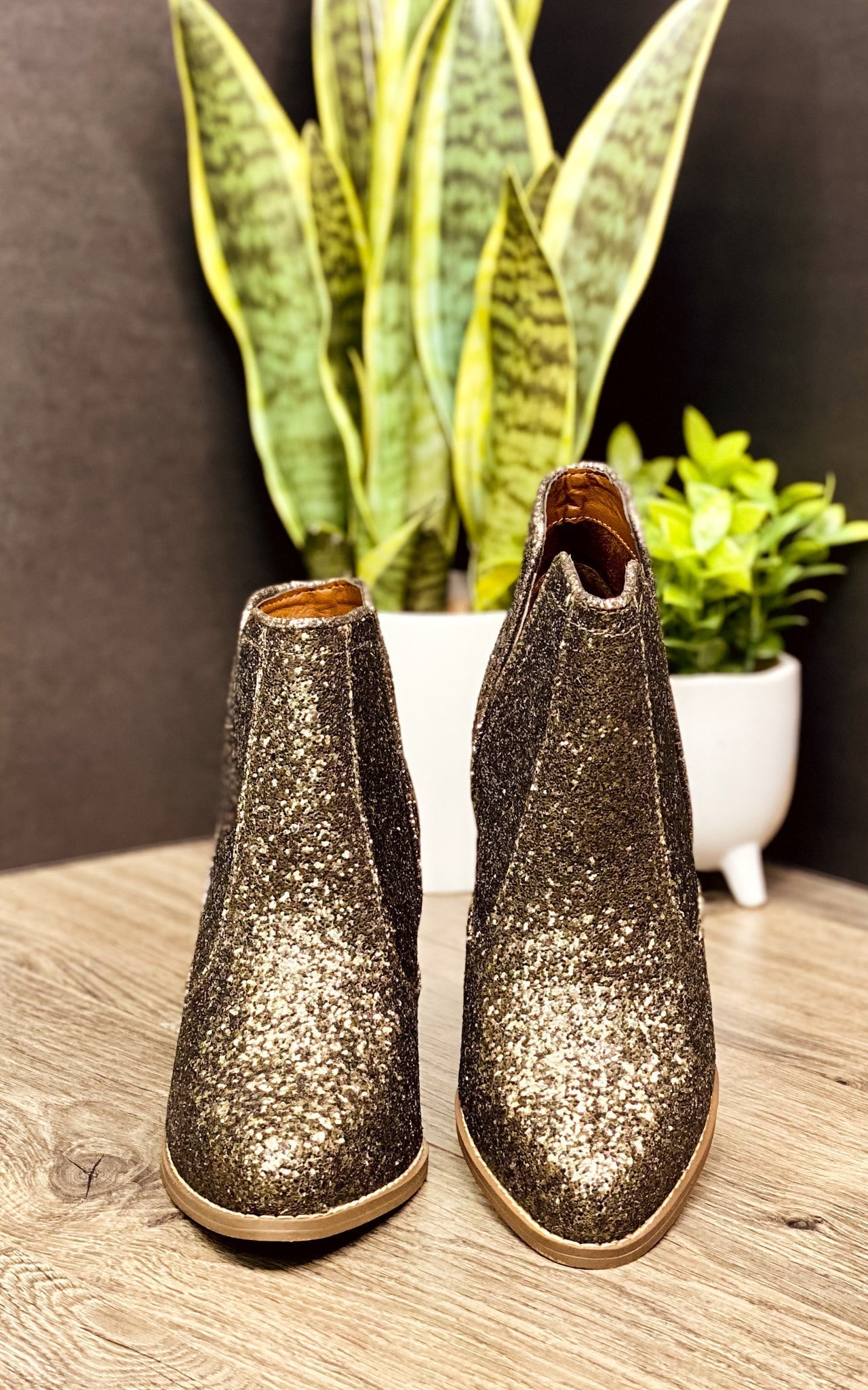 Fiera Glitter Booties in Bronze Naughty Monkey