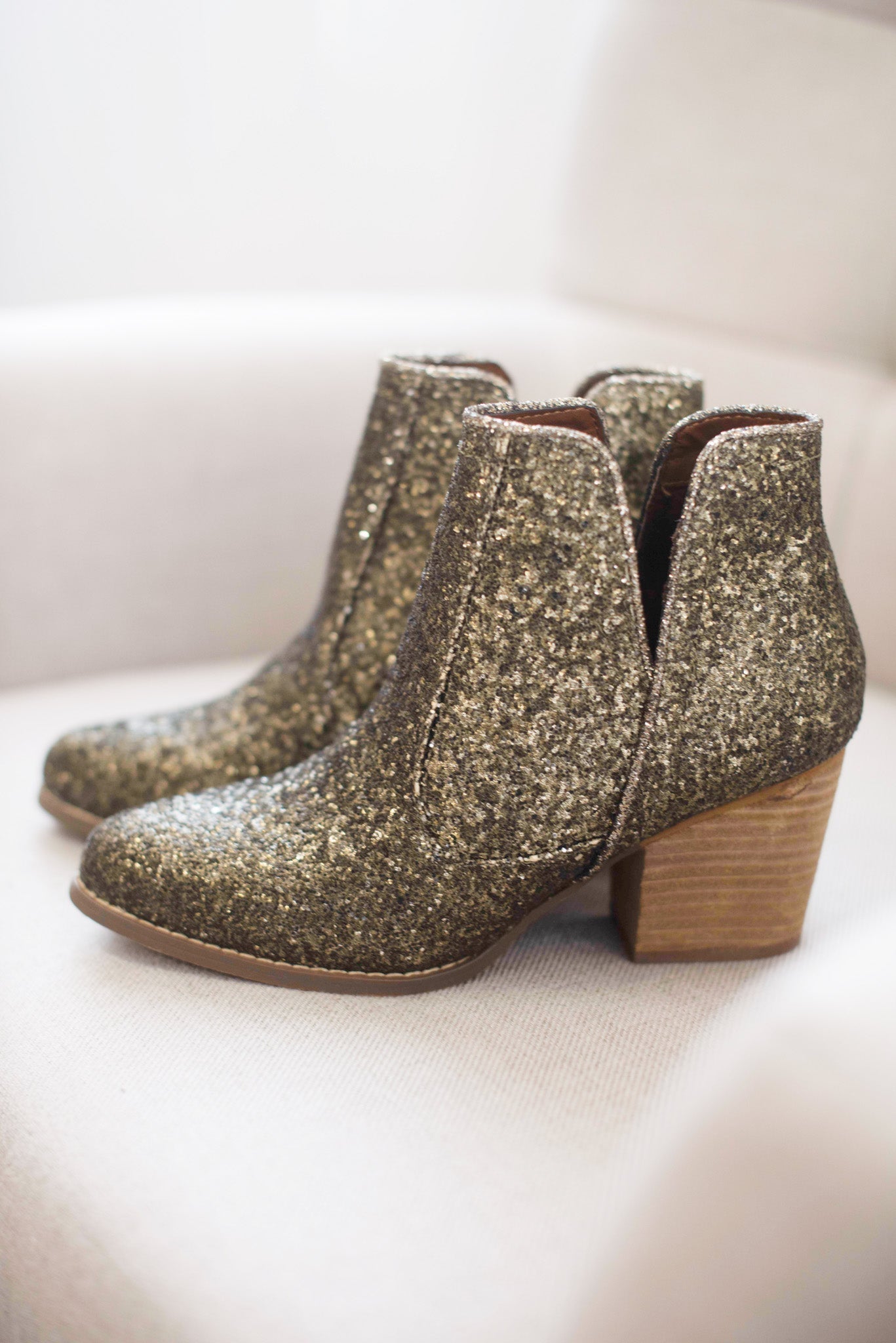 Fiera Glitter Booties in Bronze Naughty Monkey