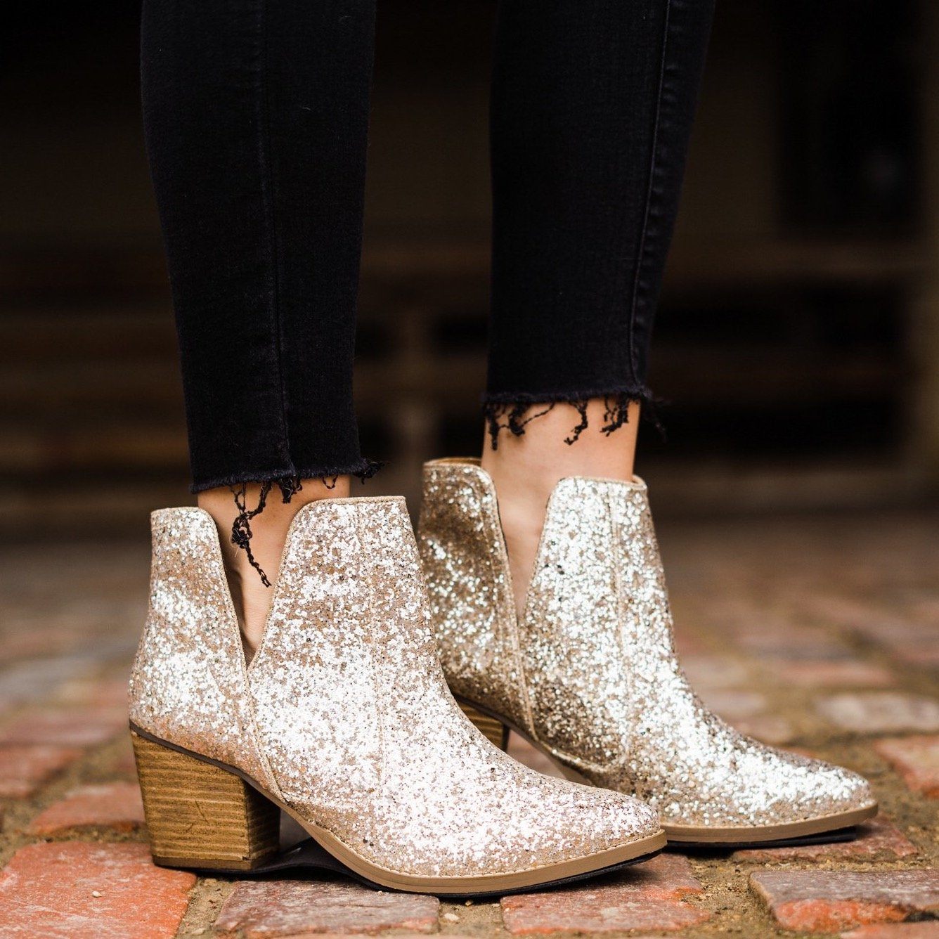 Fiera Glitter Booties in Gold Naughty Monkey