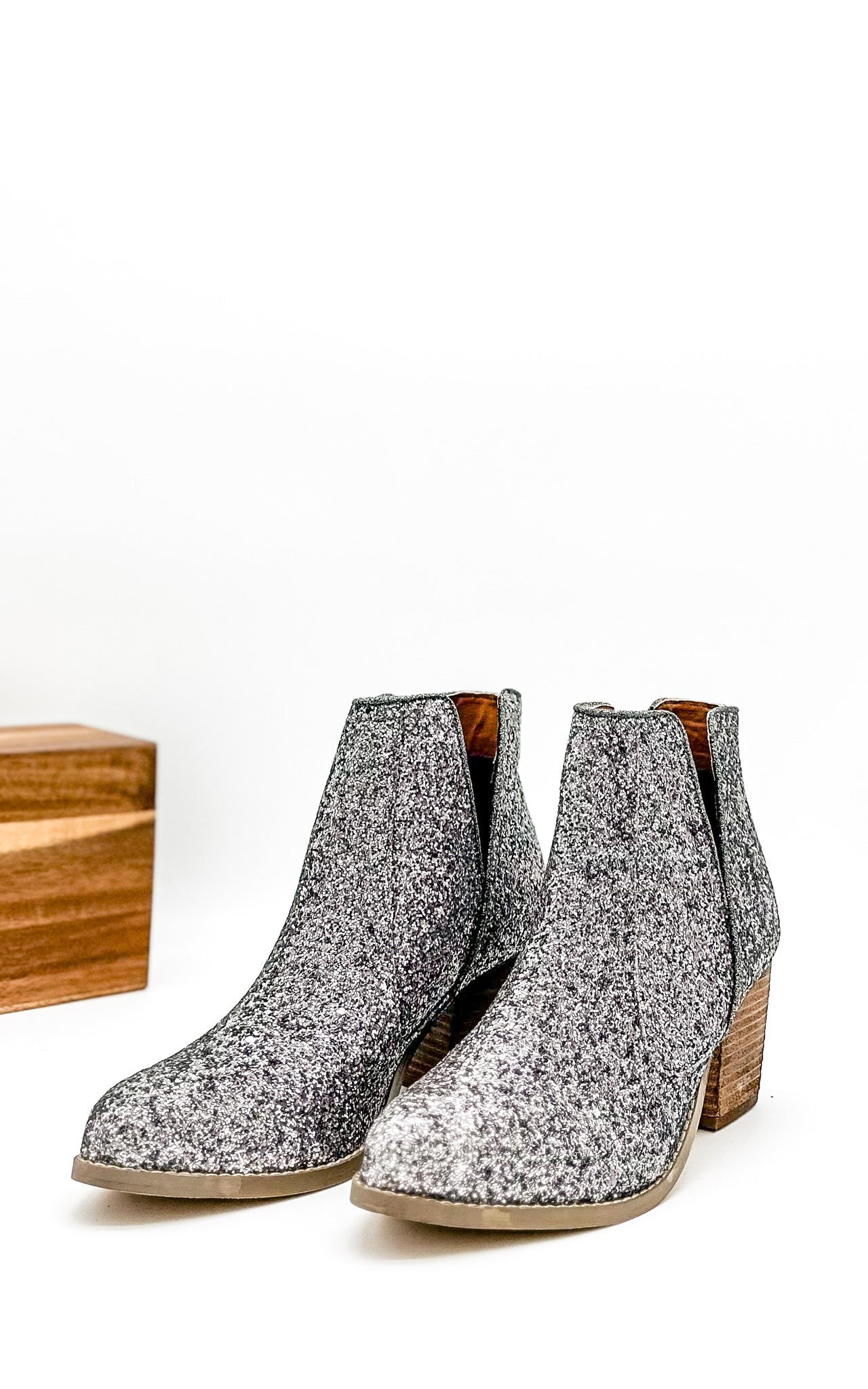 Fiera Glitter Booties in Pewter Naughty Monkey