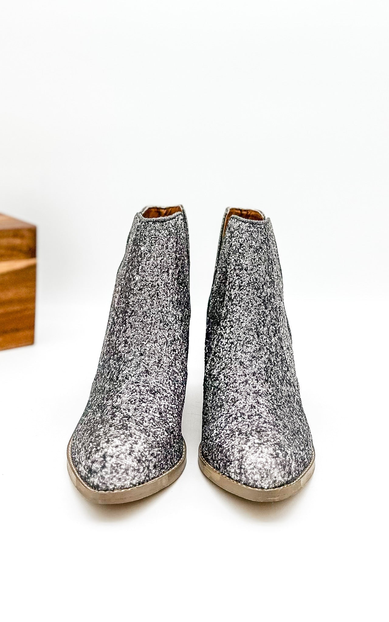 Fiera Glitter Booties in Pewter Naughty Monkey