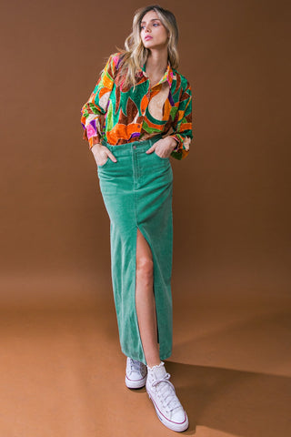 PERFECT PICK CORDUROY MIDI SKIRT - By Baano