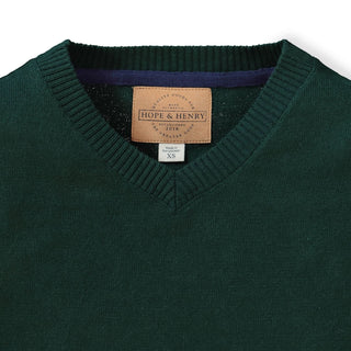 Fine Gauge V - Neck Organic Sweater with Elbow Patches - Baby - Glamourous Grace