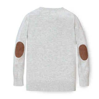 Fine Gauge V - Neck Organic Sweater with Elbow Patches - Baby - Glamourous Grace