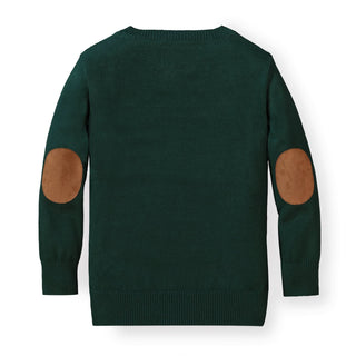 Fine Gauge V - Neck Organic Sweater with Elbow Patches - Baby - Glamourous Grace