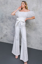 A POWER MOOD WHITE DENIM JUMPSUIT - By Baano