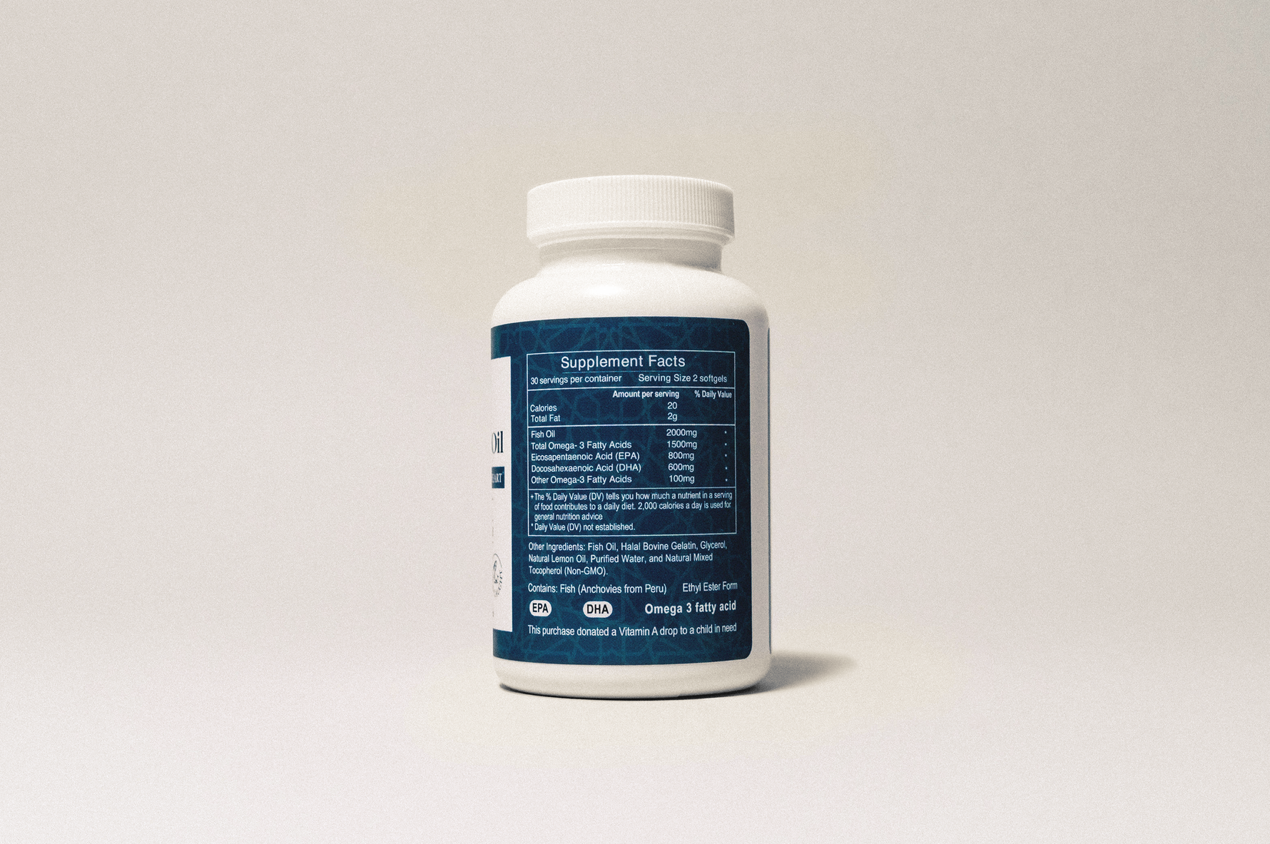 Halal Fish Oil 2000mg Omega-3 Soft Gels with EPA & DHA - 60 Count | Salaam Nutritionals - By Baano