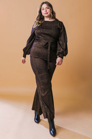 STUNNING STANCE METALLIC SWEATER TUNIN AND PANT SET - By Baano