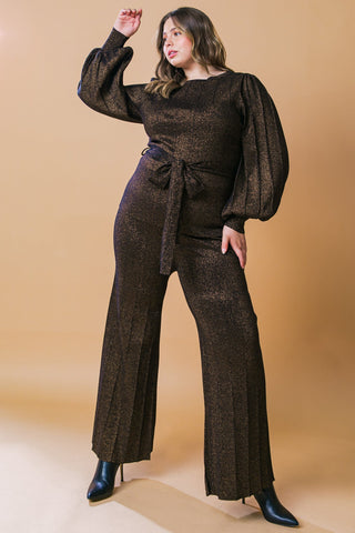STUNNING STANCE METALLIC SWEATER TUNIN AND PANT SET - By Baano
