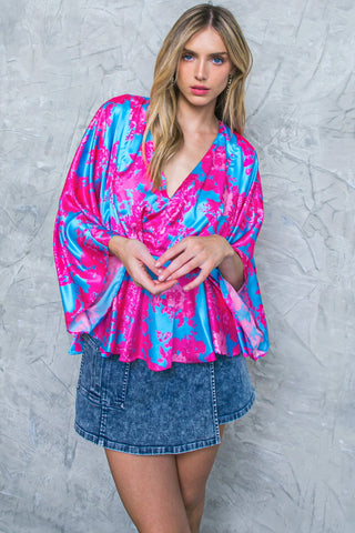 HERE WE GO AGAIN BLUE WOVEN TOP - By Baano