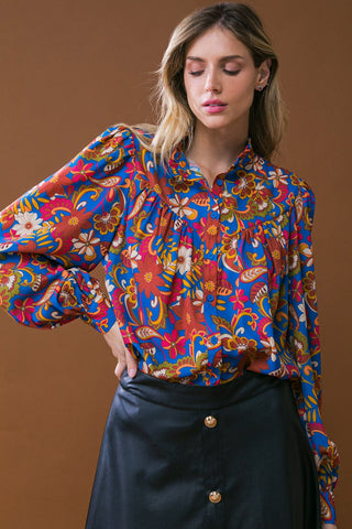 IMPRESSIVE BLOSSOM WOVEN TOP - By Baano
