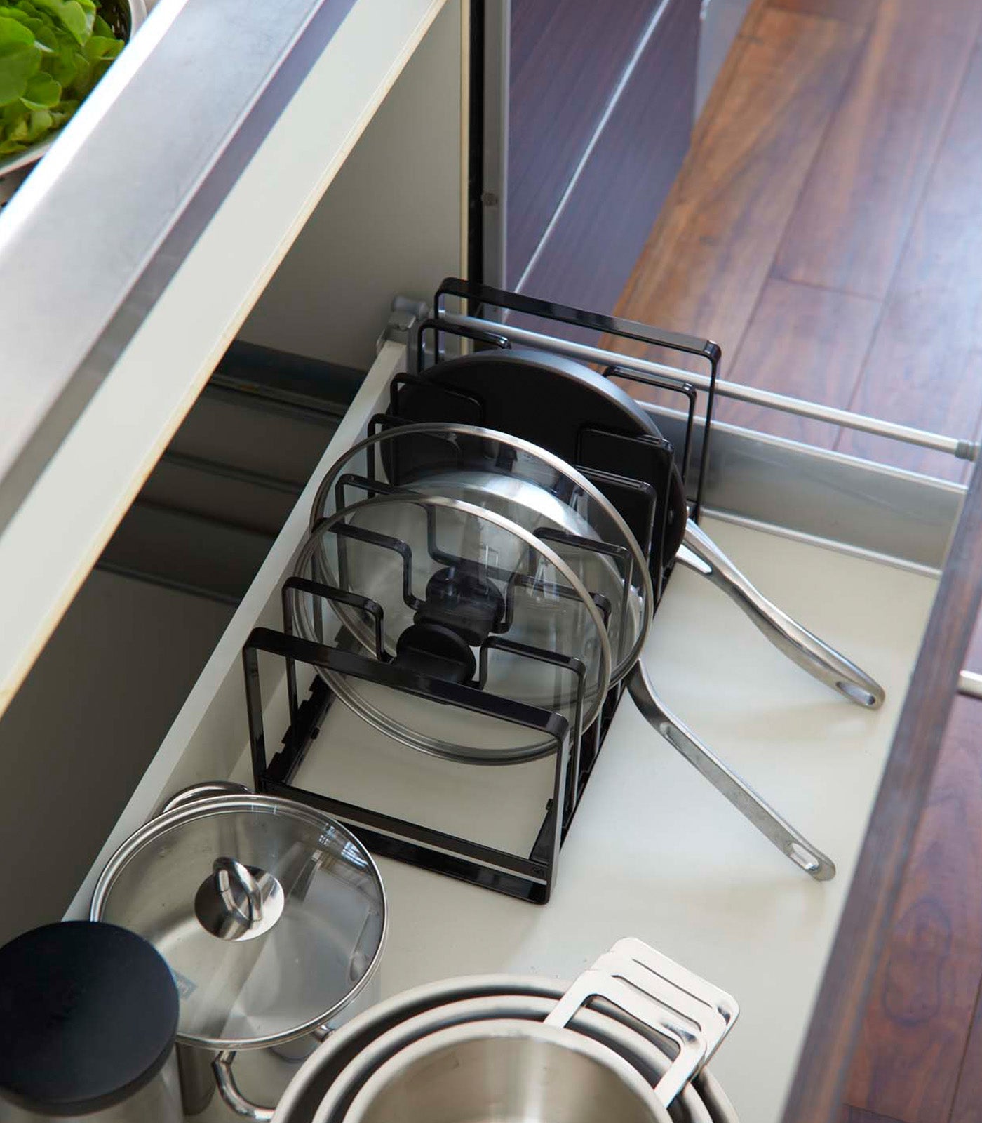 Adjustable Pot Lid and Frying Pan Organizer - Steel - By Baano