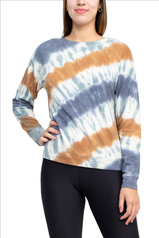 Tint + Shadow Crew Neck Long Sleeve Multi Print Knit Top - By Baano